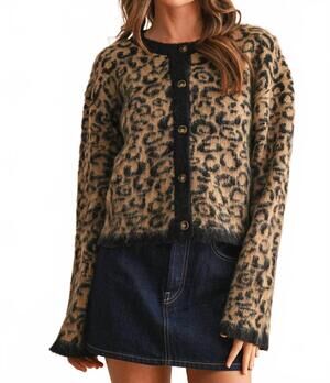 NEW MIOU MUSE leopard button closure cardigan in black